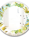 Retro Tropical Foliage - Modern Round or Oval Wall Mirror - Leaves