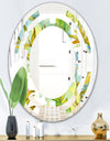 Retro Tropical Foliage - Modern Round or Oval Wall Mirror - Space