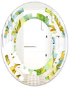 Retro Tropical Foliage - Modern Round or Oval Wall Mirror - Space