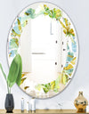 Retro Tropical Foliage - Modern Round or Oval Wall Mirror - Leaves