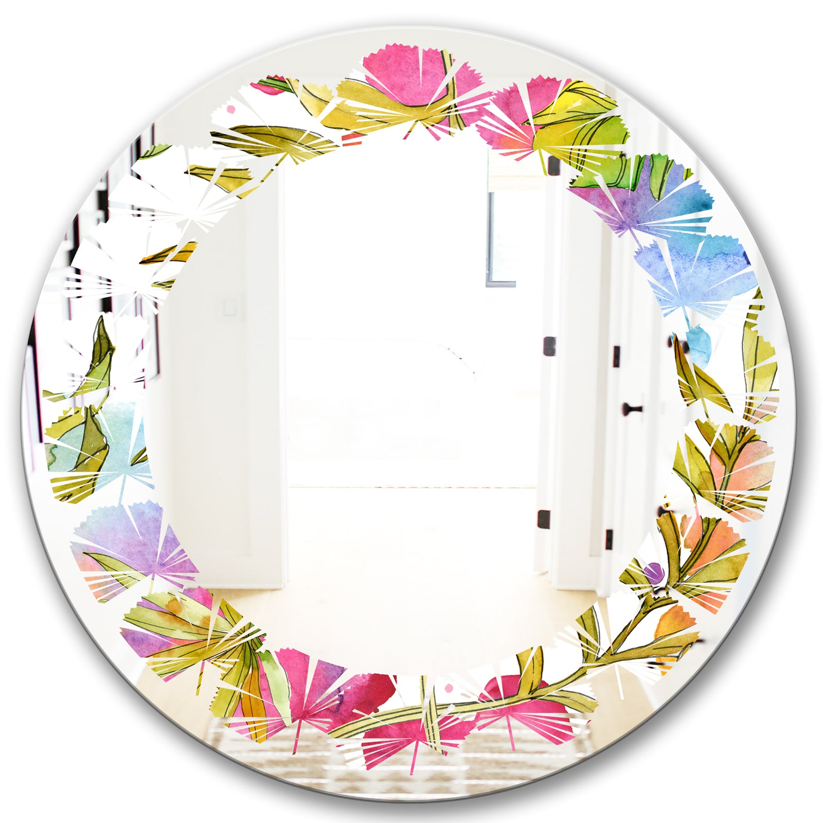 Tropical Foliage IV - Cottage Round or Oval Wall Mirror - Leaves