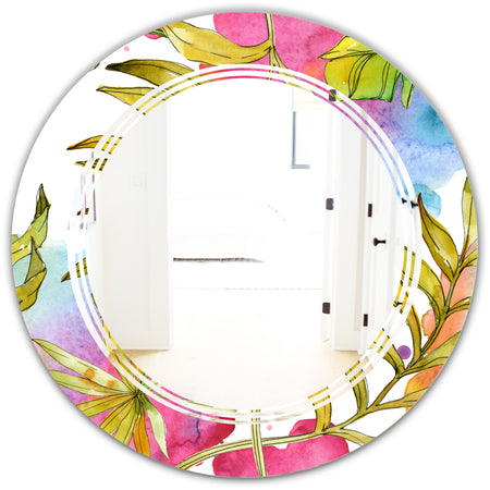Tropical Foliage IV - Cottage Round or Oval Wall Mirror - Triple C