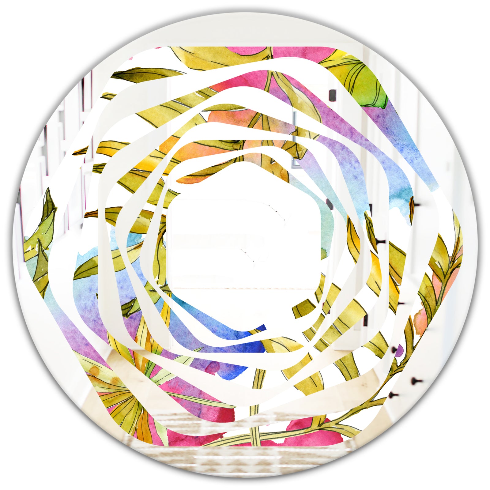 Tropical Foliage IV - Cottage Round or Oval Wall Mirror - Whirl