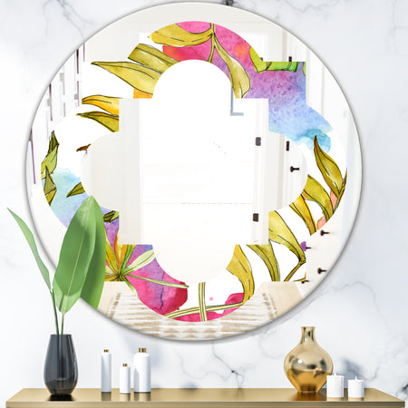 Tropical Foliage IV - Cottage Round or Oval Wall Mirror - Quatrefoil