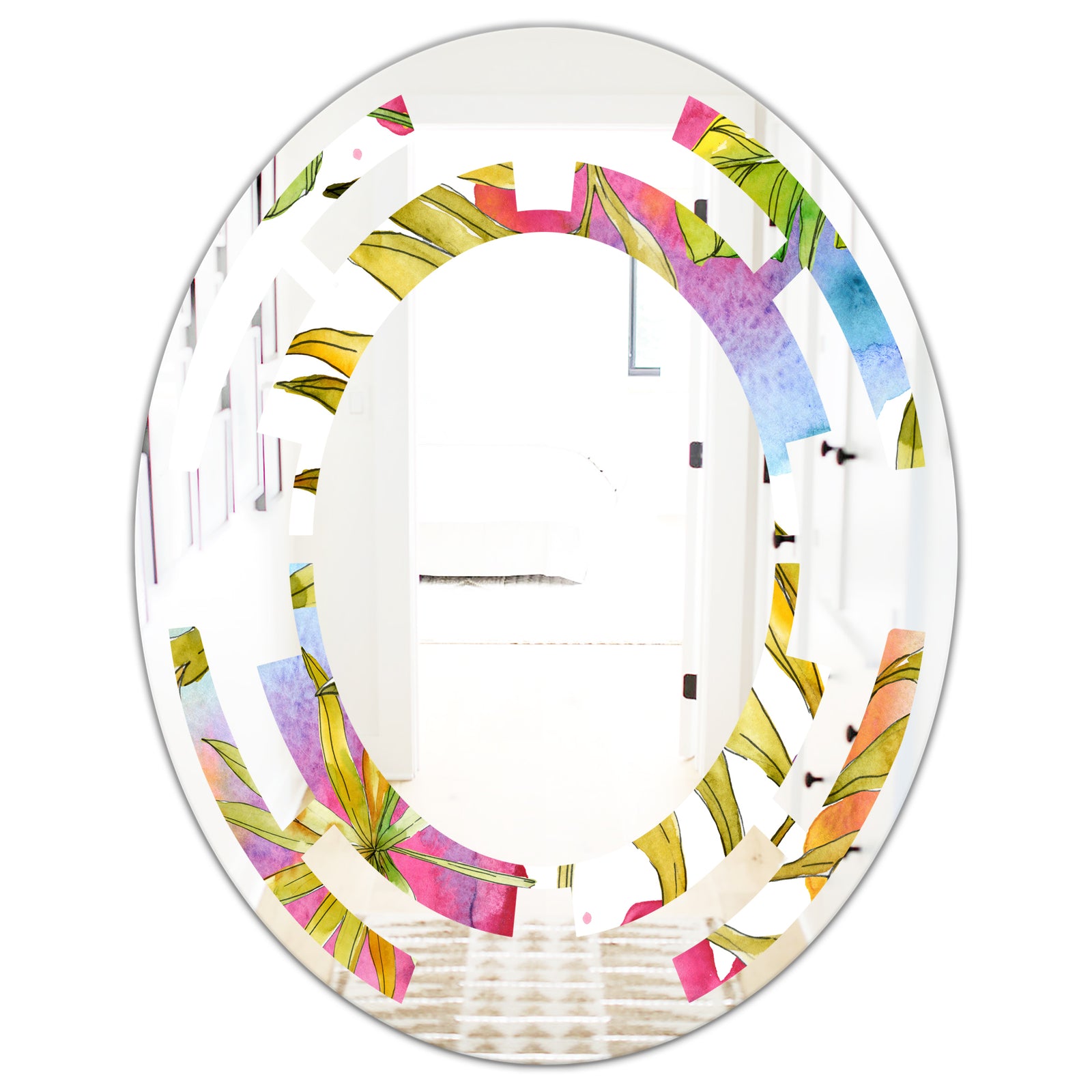 Tropical Foliage IV - Cottage Round or Oval Wall Mirror - Space