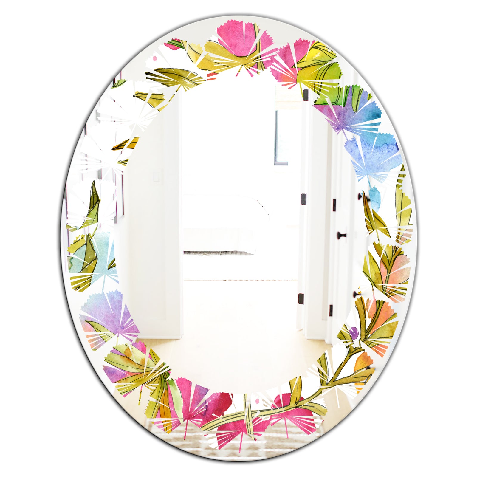 Tropical Foliage IV - Cottage Round or Oval Wall Mirror - Leaves