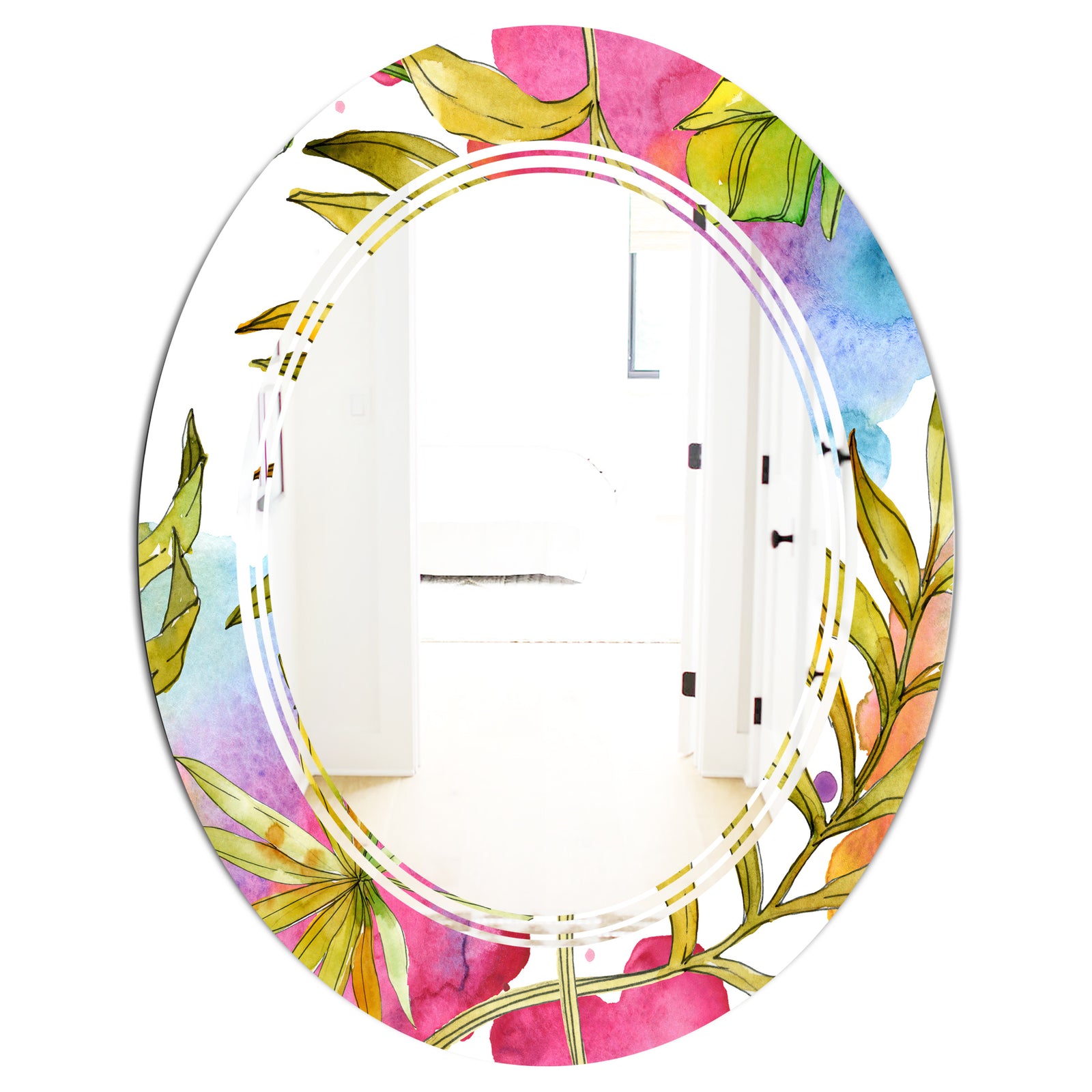 Tropical Foliage IV - Cottage Round or Oval Wall Mirror - Triple C