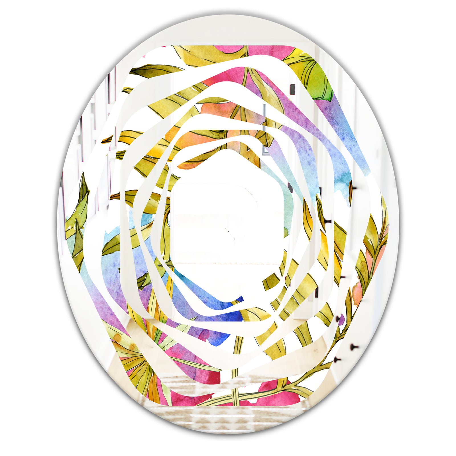 Tropical Foliage IV - Cottage Round or Oval Wall Mirror - Whirl