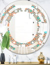 Retro Hexagon Pattern III - Modern Round or Oval Wall Mirror - Space