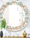 Retro Hexagon Pattern III - Modern Round or Oval Wall Mirror - Leaves