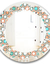 Retro Hexagon Pattern III - Modern Round or Oval Wall Mirror - Leaves