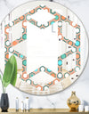 Retro Hexagon Pattern III - Modern Round or Oval Wall Mirror - Hexagon Star
