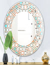 Retro Hexagon Pattern III - Modern Round or Oval Wall Mirror - Wave