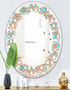 Retro Hexagon Pattern III - Modern Round or Oval Wall Mirror - Leaves