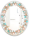 Retro Hexagon Pattern III - Modern Round or Oval Wall Mirror - Leaves