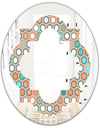 Retro Hexagon Pattern III - Modern Round or Oval Wall Mirror - Quatrefoil