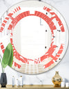 Tropical Retro Foliage Coral I - Modern Round or Oval Wall Mirror - Space