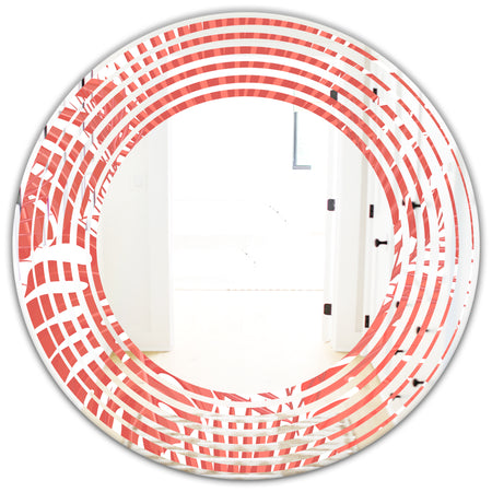 Tropical Retro Foliage Coral I - Modern Round or Oval Wall Mirror - Wave