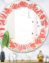Tropical Retro Foliage Coral I - Modern Round or Oval Wall Mirror - Leaves
