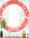 Tropical Retro Foliage Coral I - Modern Round or Oval Wall Mirror - Triple C