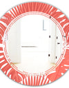 Tropical Retro Foliage Coral I - Modern Round or Oval Wall Mirror - Triple C