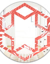 Tropical Retro Foliage Coral I - Modern Round or Oval Wall Mirror - Hexagon Star