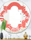 Tropical Retro Foliage Coral I - Modern Round or Oval Wall Mirror - Quatrefoil