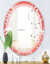 Tropical Retro Foliage Coral I - Modern Round or Oval Wall Mirror - Triple C