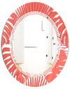 Tropical Retro Foliage Coral I - Modern Round or Oval Wall Mirror - Triple C