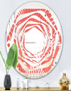 Tropical Retro Foliage Coral I - Modern Round or Oval Wall Mirror - Whirl