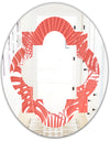 Tropical Retro Foliage Coral I - Modern Round or Oval Wall Mirror - Quatrefoil