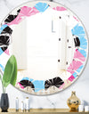 Abstract Geometric Retro I - Modern Round or Oval Wall Mirror - Leaves