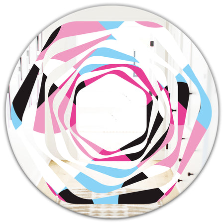 Abstract Geometric Retro I - Modern Round or Oval Wall Mirror - Whirl