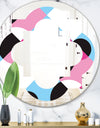 Abstract Geometric Retro I - Modern Round or Oval Wall Mirror - Quatrefoil