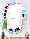 Abstract Geometric Retro I - Modern Round or Oval Wall Mirror - Leaves