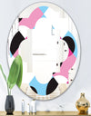 Abstract Geometric Retro I - Modern Round or Oval Wall Mirror - Quatrefoil