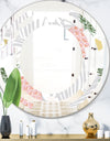 Pineappple On Tropical Leaves - Modern Round or Oval Wall Mirror - Space