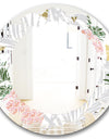 Pineappple On Tropical Leaves - Modern Round or Oval Wall Mirror - Leaves