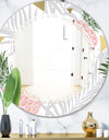 Pineappple On Tropical Leaves - Modern Round or Oval Wall Mirror - Triple C