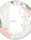 Pineappple On Tropical Leaves - Modern Round or Oval Wall Mirror - Triple C