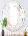 Pineappple On Tropical Leaves - Modern Round or Oval Wall Mirror - Space
