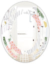 Pineappple On Tropical Leaves - Modern Round or Oval Wall Mirror - Space