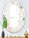 Pineappple On Tropical Leaves - Modern Round or Oval Wall Mirror - Leaves