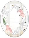Pineappple On Tropical Leaves - Modern Round or Oval Wall Mirror - Quatrefoil