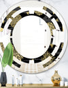 Golden Pineapple On Black - Modern Round or Oval Wall Mirror - Space
