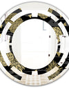 Golden Pineapple On Black - Modern Round or Oval Wall Mirror - Space