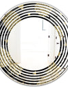 Golden Pineapple On Black - Modern Round or Oval Wall Mirror - Wave
