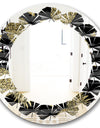 Golden Pineapple On Black - Modern Round or Oval Wall Mirror - Leaves