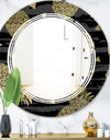 Golden Pineapple On Black - Modern Round or Oval Wall Mirror - Triple C