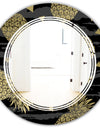 Golden Pineapple On Black - Modern Round or Oval Wall Mirror - Triple C
